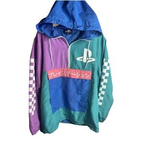 PlayStation Windbreaker Jacket M Retro 90s Colorblock Sony‎ Japan Logo